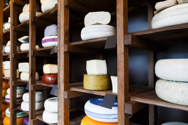 istock Cheese shop shelves, large assortment 853808328