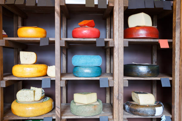 istock Cheese shop shelves, large assortment 853808600