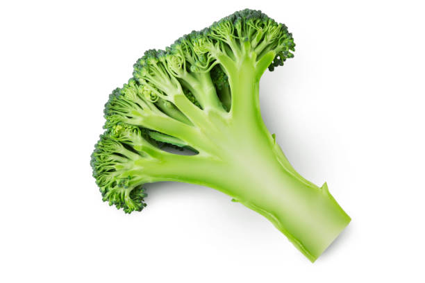 istock Fresh green cut half of broccoli on white background 853813860