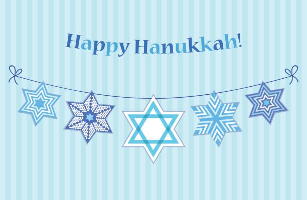 istock Cute festive bunting flags Happy Hanukkah in traditional colors 853824560