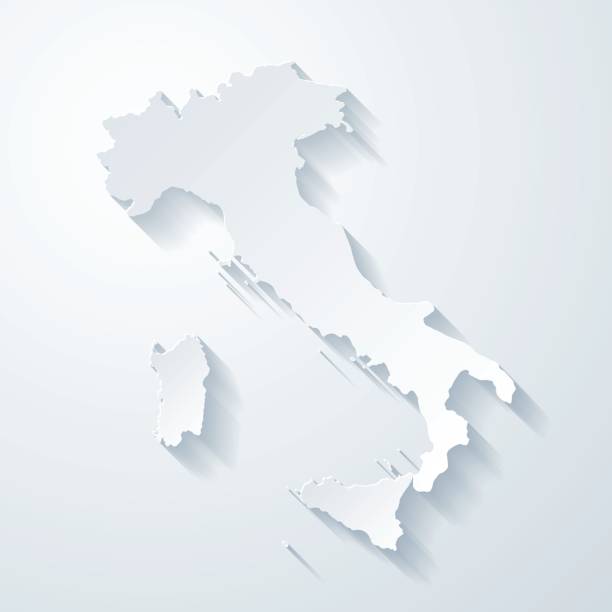 illustrazioni stock, clip art, cartoni animati e icone di tendenza di mappa italia con effetto taglio carta su sfondo bianco - italia