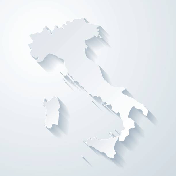 イタリア地図紙カット空白の背景の効果 - italy map sicily cartography点のイラスト素材／クリップアート素材／マンガ素材／アイコン素材