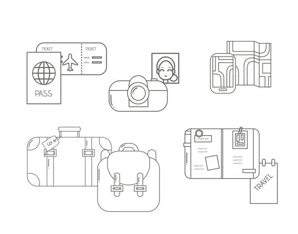 Vector illustration of Line Icons Collection of Traveling and Tourism Theme.