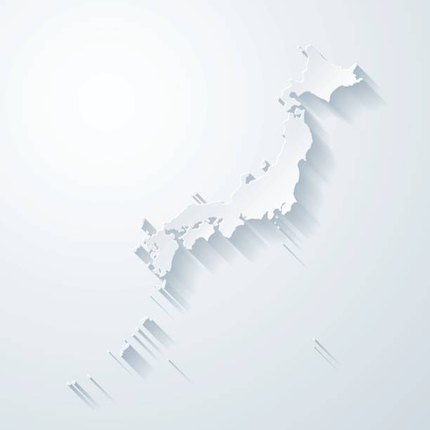 紙で日本地図カット空白の背景の効果 - 地図 イラスト点のイラスト素材／クリップアート素材／マンガ素材／アイコン素材