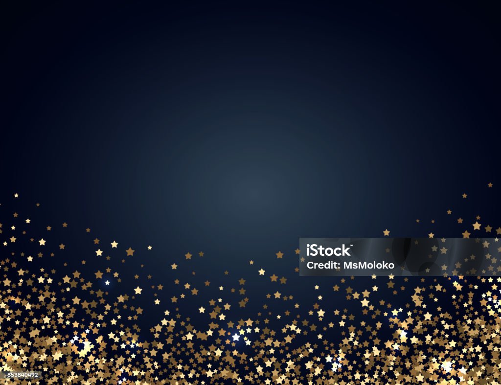 Festliche horizontale Weihnachten und Neujahr Hintergrund mit Goldglitter von Sternen. Vektor-illustration - Lizenzfrei Bildhintergrund Vektorgrafik