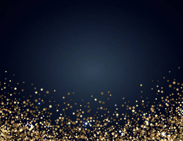 festliche horizontale weihnachten und neujahr hintergrund mit goldglitter von sternen. vektor-illustration - backgrounds christmas gold celebration stock-grafiken, -clipart, -cartoons und -symbole