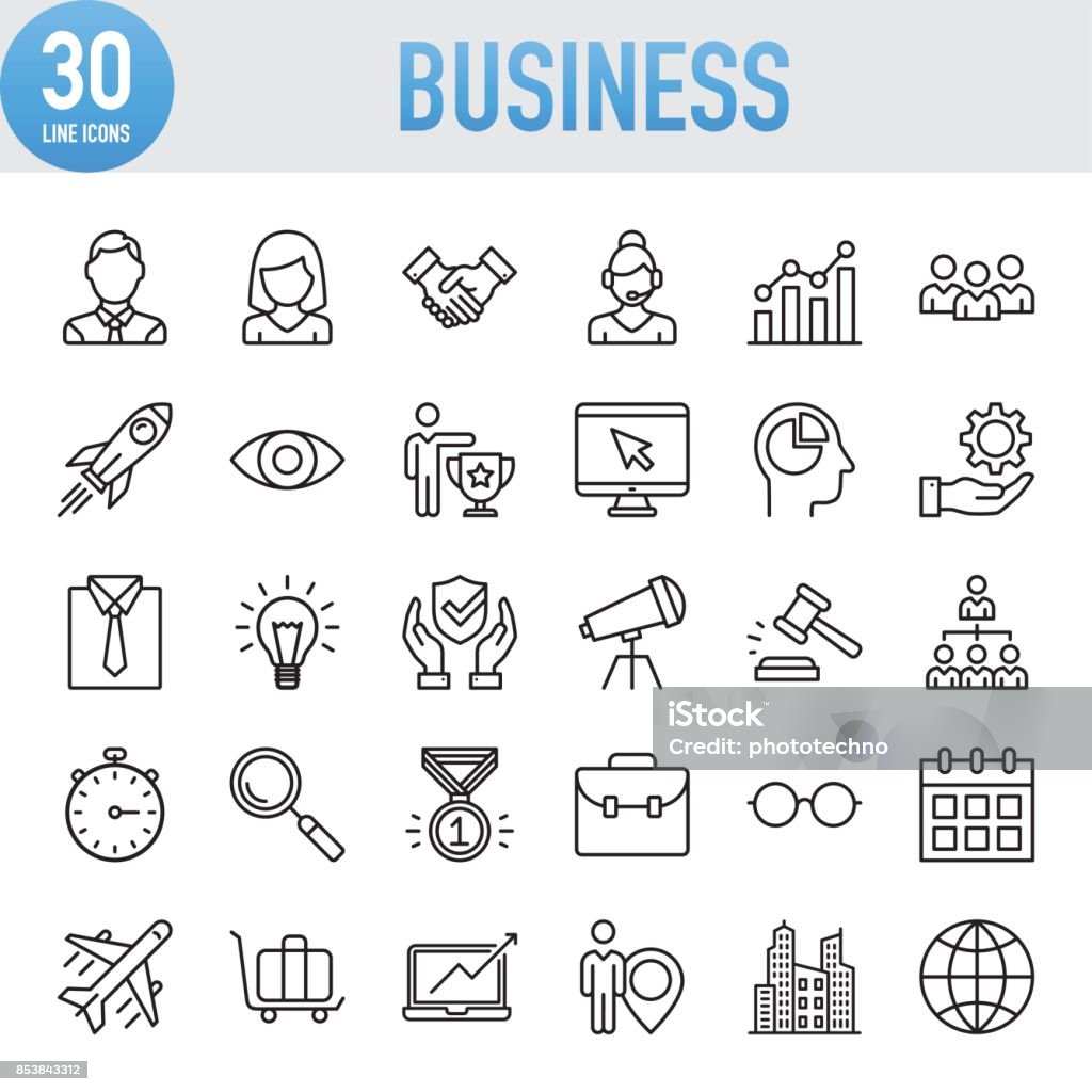 Modernen universellen Business-Line-Icon-Set - Lizenzfrei Symbol-Set Vektorgrafik