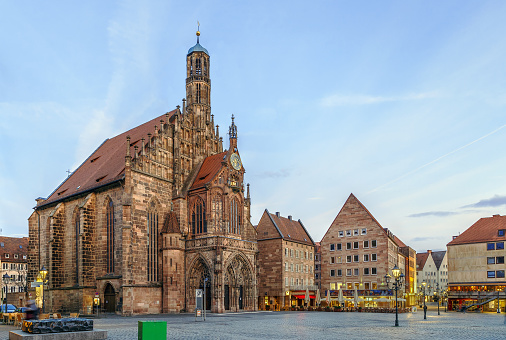 The Frauenkirche (Church of Our Lady) is a church in Nuremberg, Germany. An example of brick Gothic architecture, it was built between 1352 and 1362