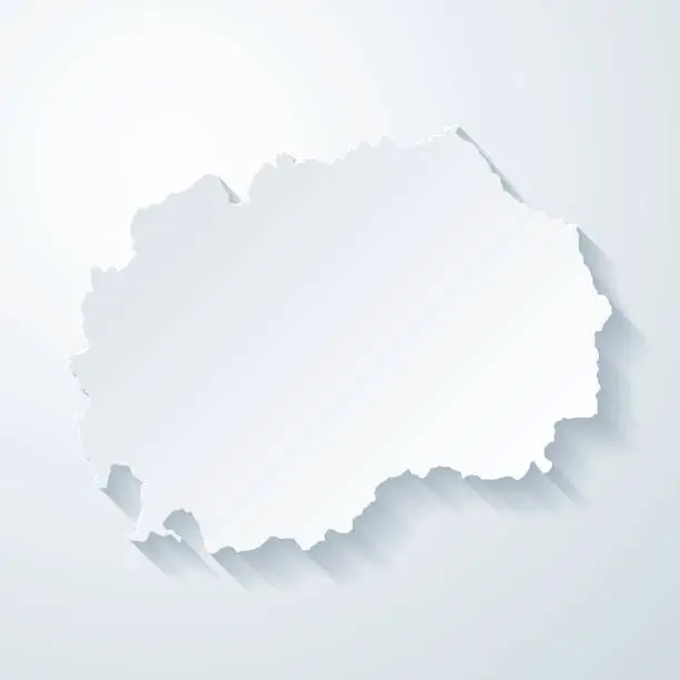 Vector illustration of Macedonia map with paper cut effect on blank background