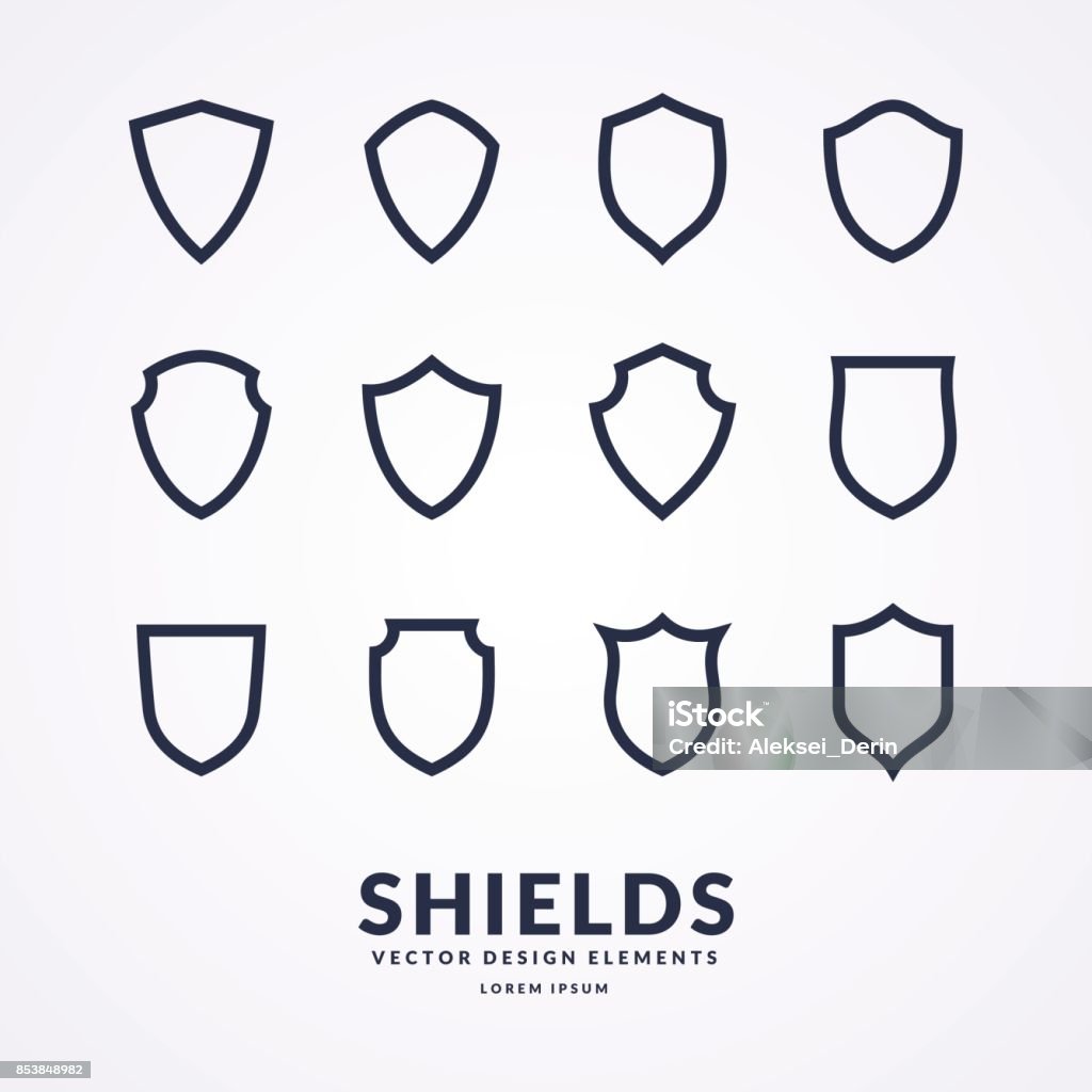 Set of different shields, templates for design of signs Set of different shields, templates for design of signs. Vector illustration. Shield stock vector