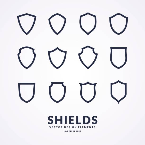 Set of different shields, templates for design of signs Set of different shields, templates for design of signs. Vector illustration. black family crest stock illustrations