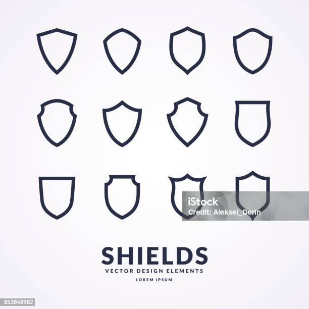 Set Of Different Shields Templates For Design Of Signs Stock Illustration - Download Image Now