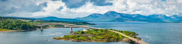 Scotland Skye Bridge Cuillin Mountains Highlands and Hebrides islands panorama