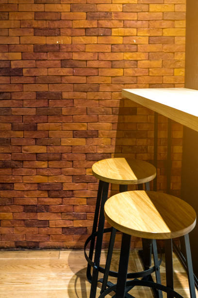 istock Chairs and counters, coffee shop bar, table seat, copy space. 853867408