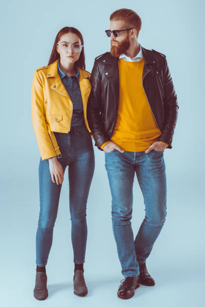 istock fashionable couple in leather jackets 853867788