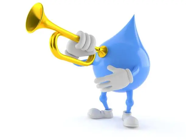 Photo of Water drop character playing the trumpet
