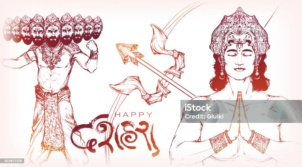 Happy Dussehra celebration card for Indian Festival. Dussehra stock vector