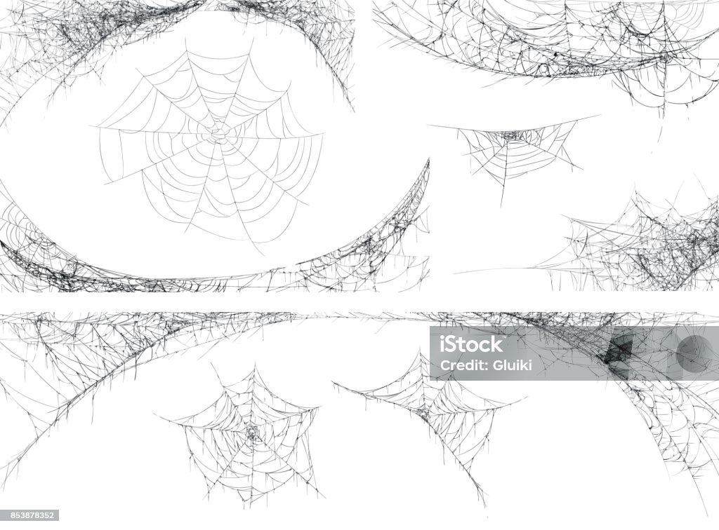 Halloween decor, spider cobweb, hand drawn vector illustration. Spider Web stock vector