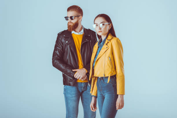 istock fashionable couple in leather jackets 853878488