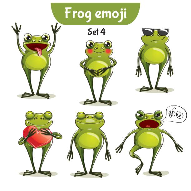 Vector Set Of Cute Frog Characters Set 4 Stock Illustration - Download  Image Now - Frog, Humor, Characters - iStock