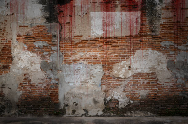 istock Bloody background scary old brick wall, concept of horror 853900002