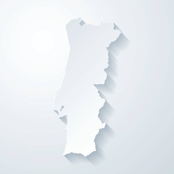 mapa portugalii z efektem cięcia papieru na pustym tle - portugal stock illustrations