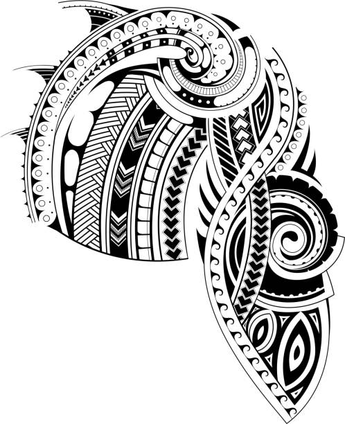 szablon tatuażu w stylu maoryskim - tattoo sleeve stock illustrations