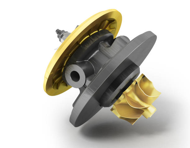 istock Cartridge for turbine car with gold inserts 3d render on white background 853915824