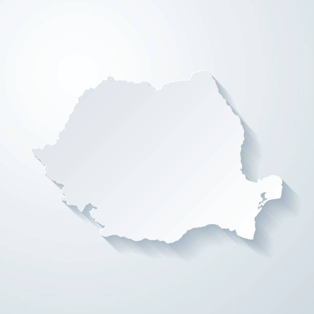 紙でルーマニア マップ カット空白の背景の効果 - ルーマニア点のイラスト素材／クリップアート素材／マンガ素材／アイコン素材