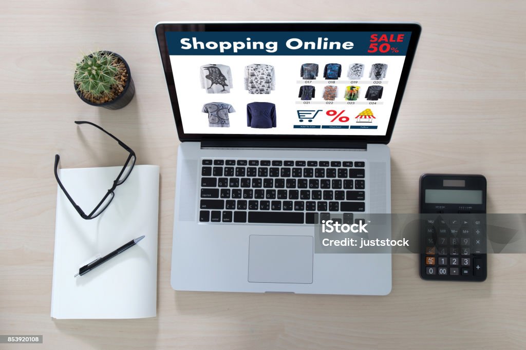 Online Shopping Add to Cart Online Order Store buy Sale Digital Online ecommerce Marketing Bag Stock Photo