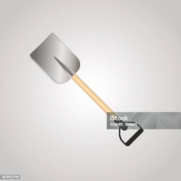 Shovel Or Rabbler With Yellow Handle Icon On Grey Background Stock Illustration - Download Image Now