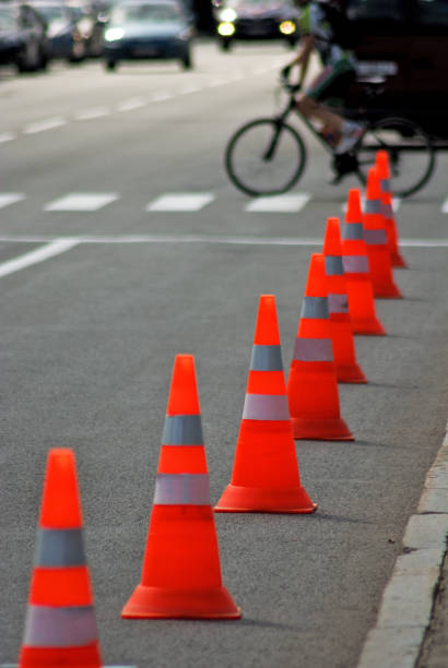 istock image of traffic cone on the road closeup 853922800