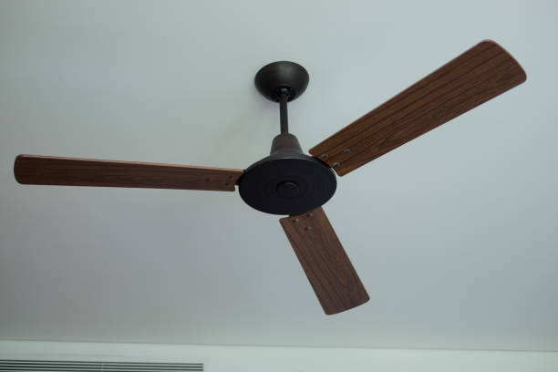 Ceiling fan hanging on the ceiling in living room