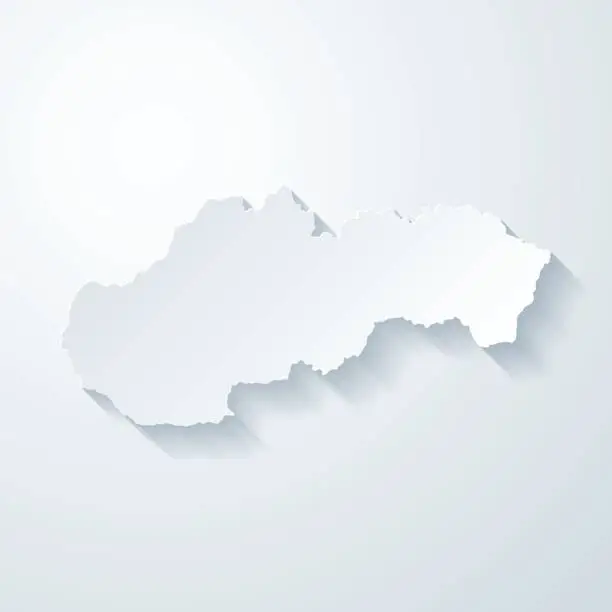 Vector illustration of Slovakia map with paper cut effect on blank background