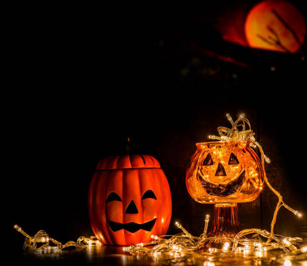 istock Halloween party decoration in the dark night 853930466