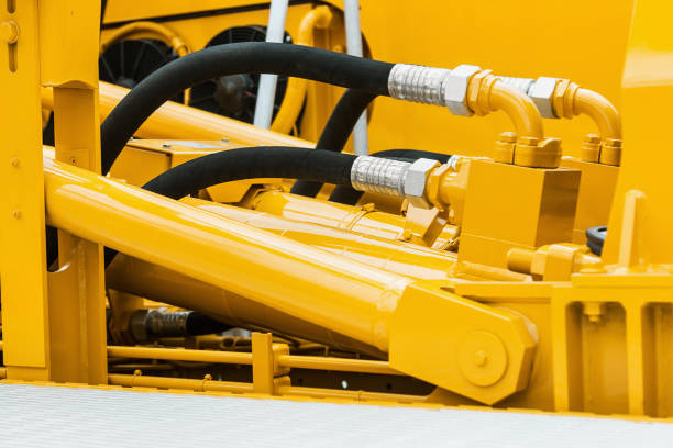 istock pipes and the hydraulic system of the tractor 853935482