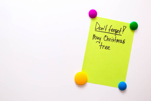 istock Fridge note with the text: Don't forget! Buy christmas tree 853938380