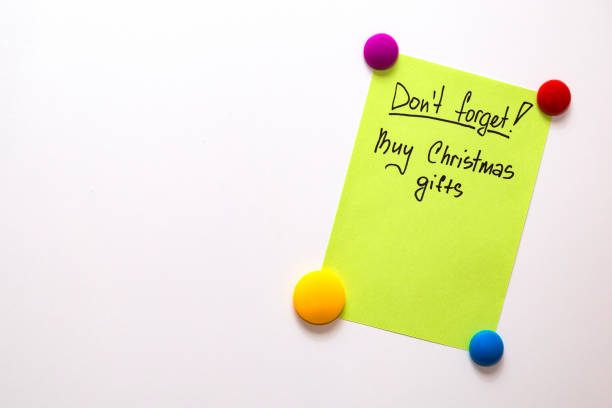 istock Fridge note with the text: Don't forget! Buy christmas gifts 853938386