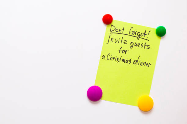 istock Fridge note with the text: Don't forget! Invite guests for a Christmas dinner 853938388