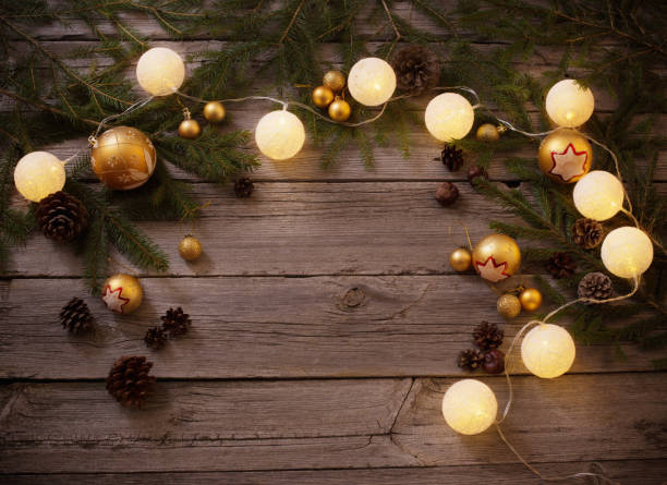 istock Christmas decoration on old wooden background 853938778