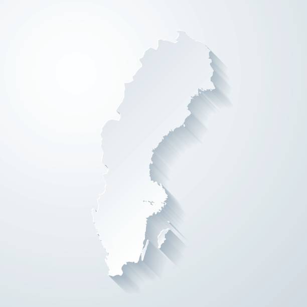스웨덴 지도 종이 잘라 빈 배경 효과 - sweden map stockholm vector stock illustrations
