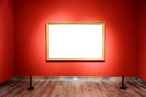 Single blank frame on the wall of art gallery. (This location is Art Gallery in Nanjing, China, it is always free for all to visit.)