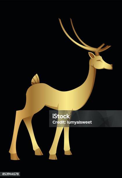 Golden Deer Stock Illustration - Download Image Now - Animal, Antler, Art -  iStock