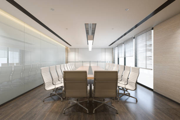 istock 3d rendering business meeting room on high rise office building 853947180
