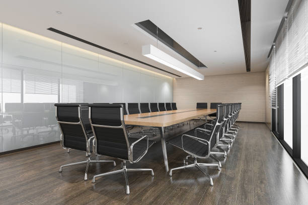 istock 3d rendering business meeting room on high rise office building 853947184