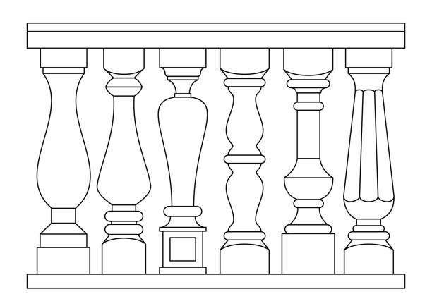 набор классических балюстеров - neo classical architecture stock illustrations