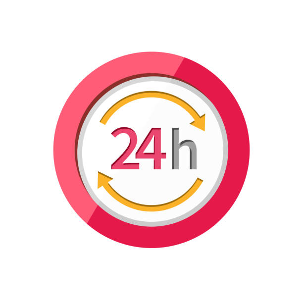 illustrations, cliparts, dessins animés et icônes de icône de 24h service client support - 24 hrs
