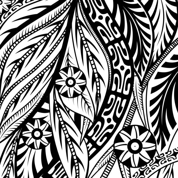 Tribal and floral pattern. Tribal and floral pattern. ethnic pattern isolated on white background menique lagoon stock illustrations