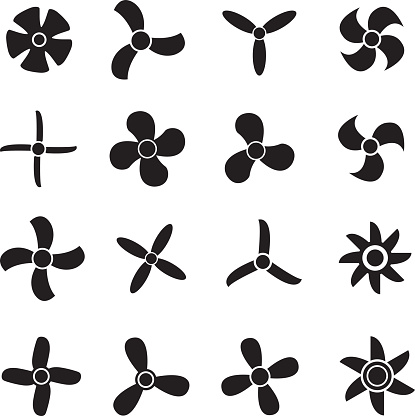vector icon set of propellers, or fans simple design