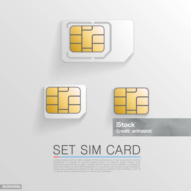 Sim Set Side View Set Sim Card Stock Illustration - Download Image Now - SIM Card, Mobile ...